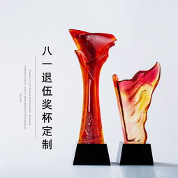 建党纪念品,八一建军奖杯,水晶奖杯订制 退休工艺品